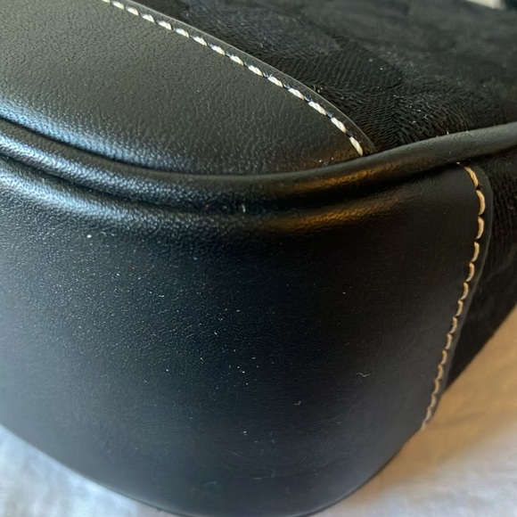 Coach: Black Signature Demi (6094) Mini Leather/Canvas handbag- Y2K- Silver tone - Picture 12 of 16